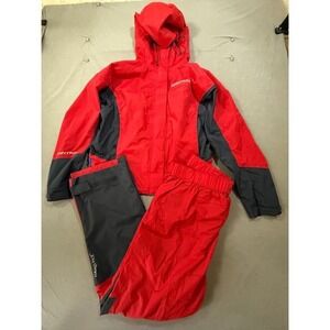 FINNTRAIL Red Gray Waterproof Rain Suit Jacket Pants Set L Outdoor Gear 32X32.